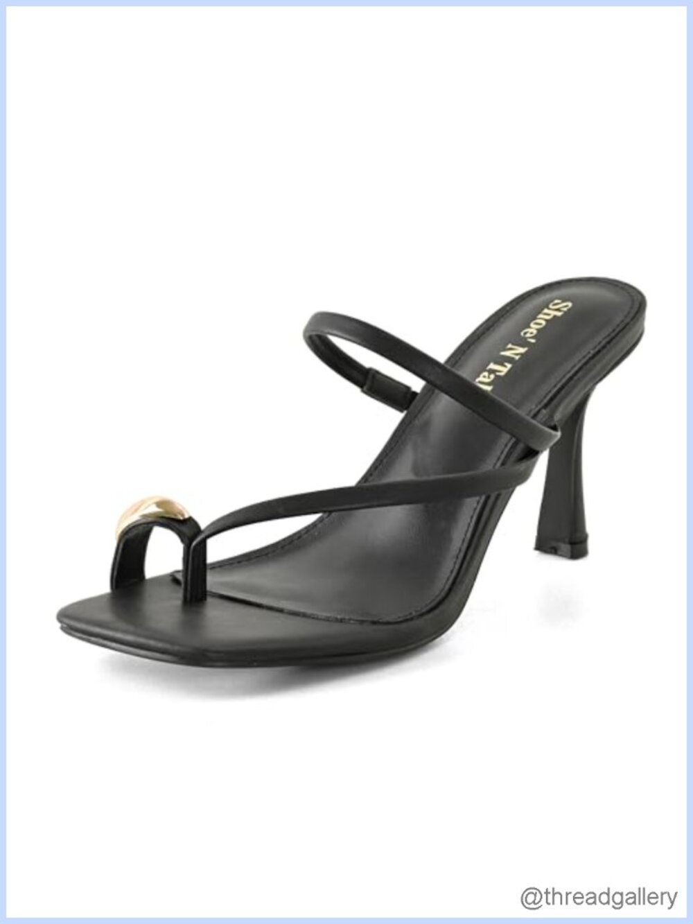 Women's Faux Leather Stiletto Heel Thong Sandals Slip On Mule